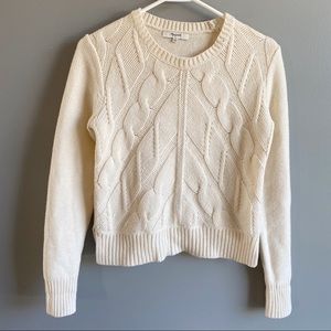 Madewell Cream Chevron Cable Knit Sweater